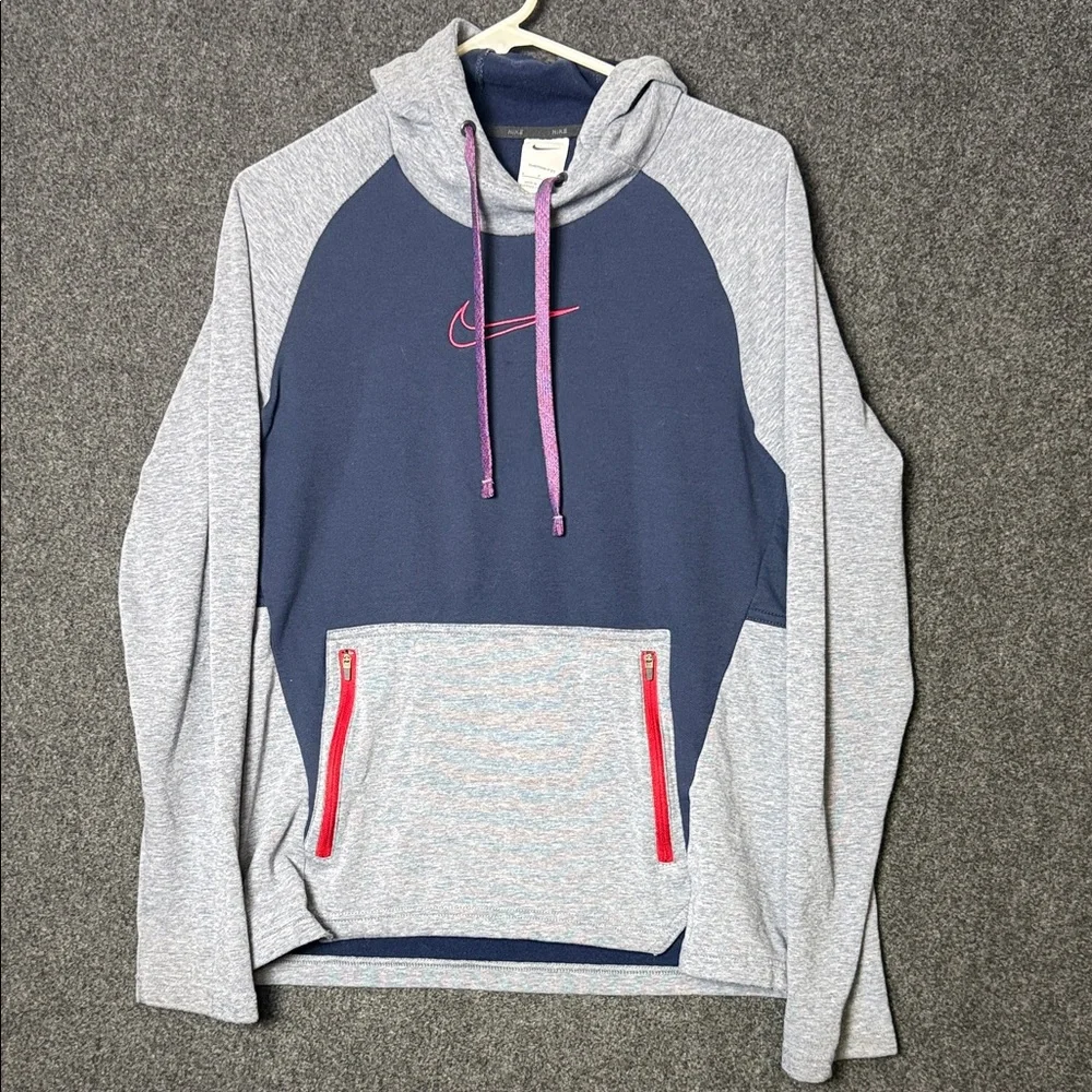Nike Therma-FIT Hoodie Blue Gray Mens Small‎ Athletic Pullover Sweatshirt